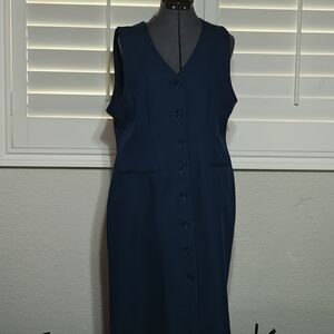 Alfred Dunner Teal Button-Front Midi Dress